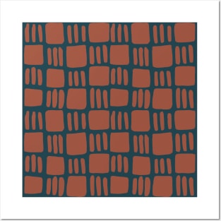 Abstract squares - brick and teal Posters and Art